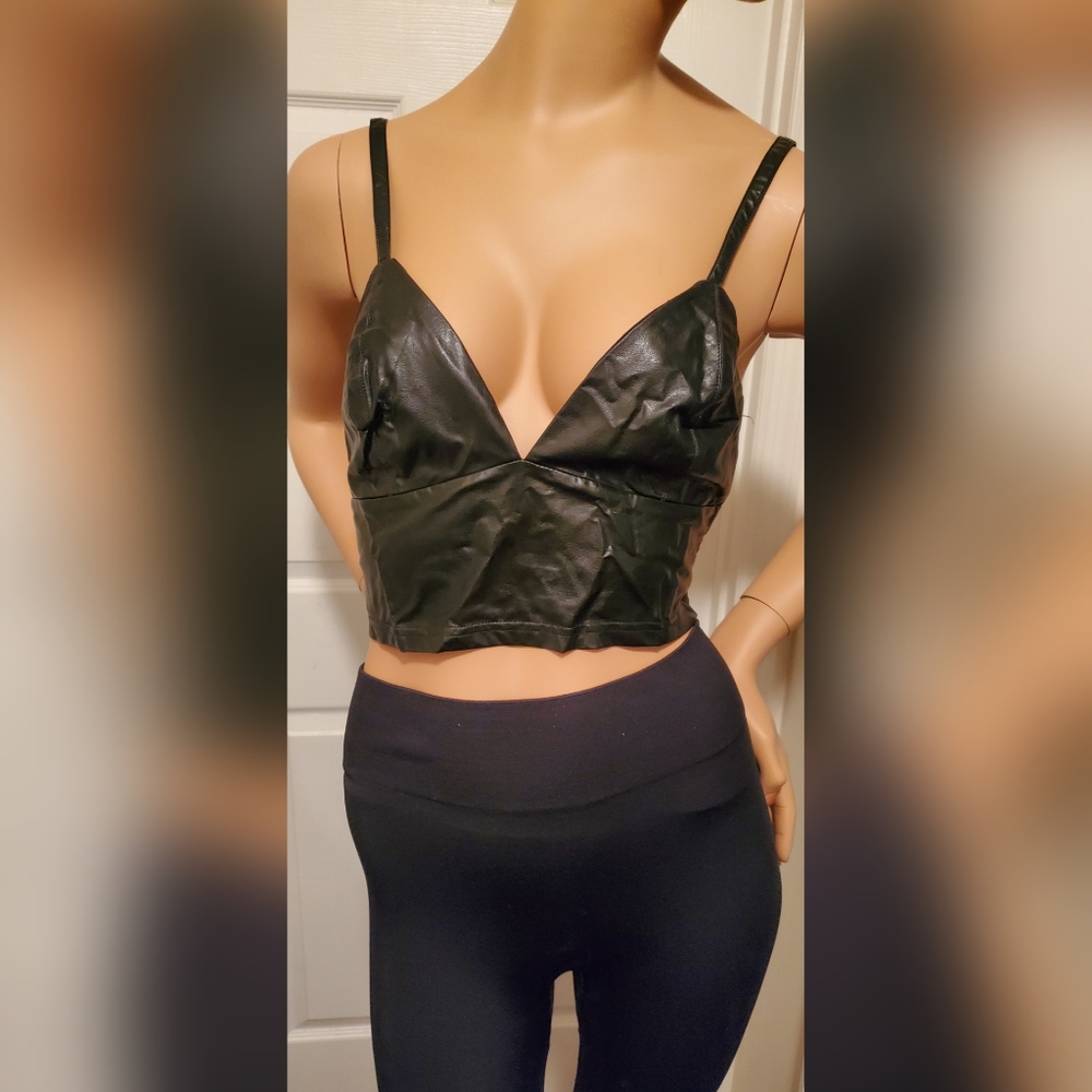 Faux leather crop top